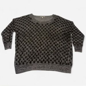 Madewell Gray & Black Polka Dot Crewneck Sweater